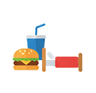 A burger, drink and a bed